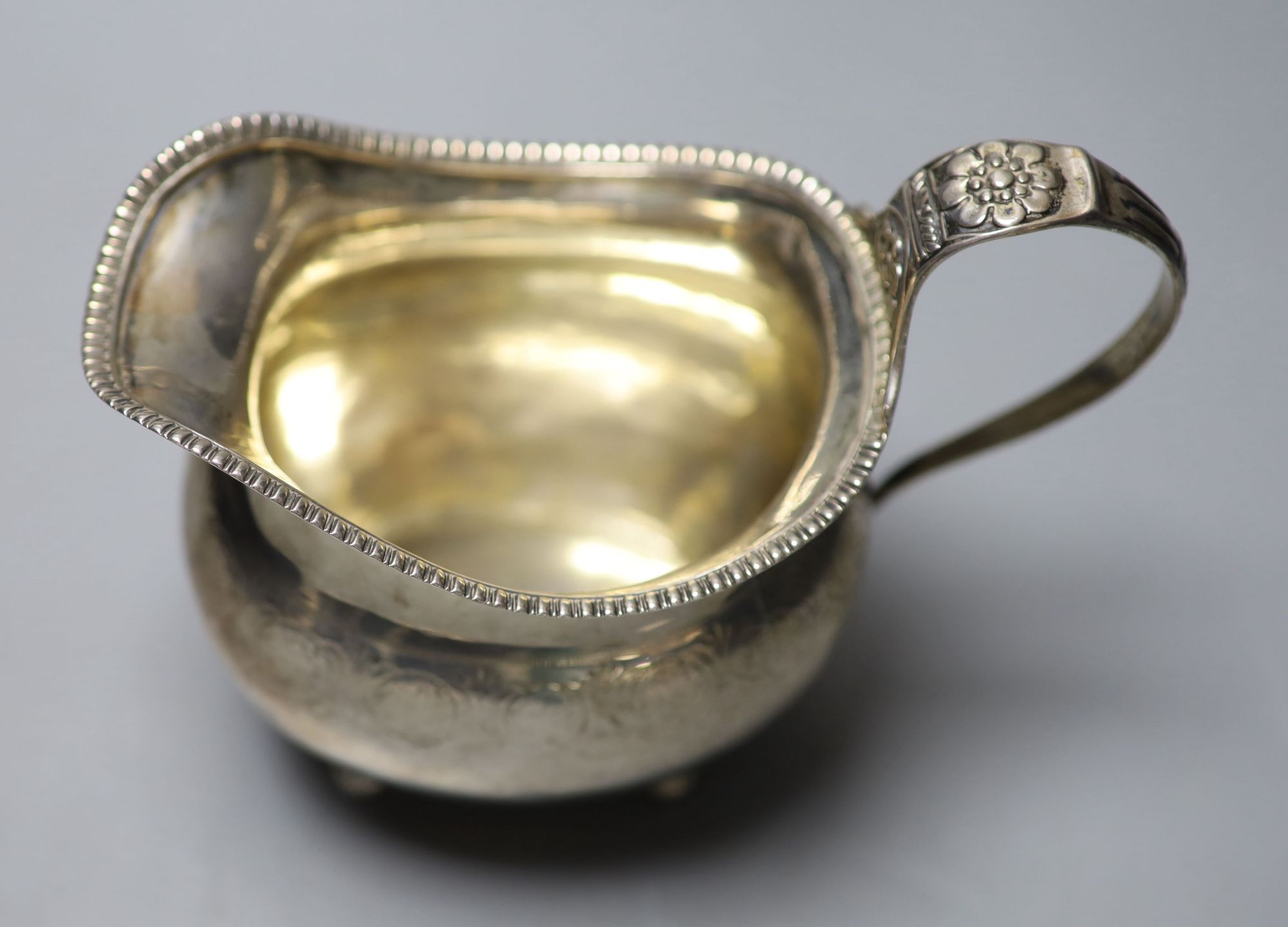 A George III silver cream jug, London, 1817, maker Andrew Fogelburg, height 13cm, 6oz.